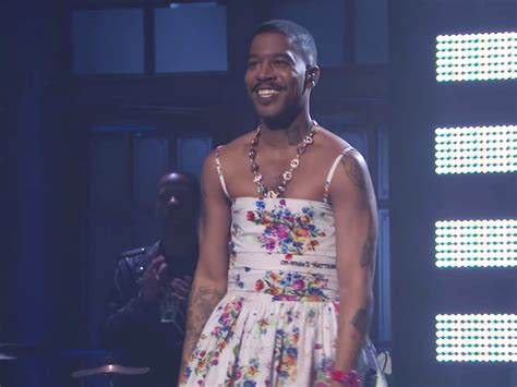 kid cudi wearing a dress.